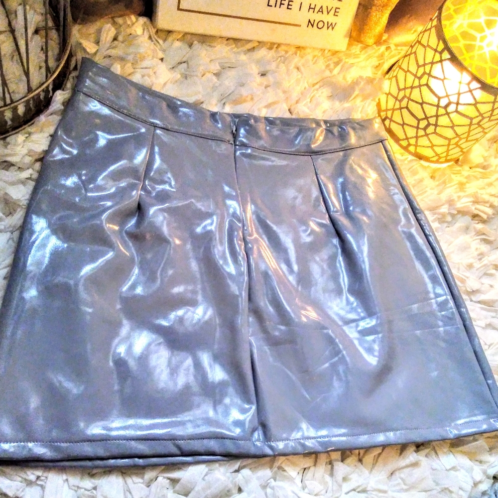 Patent leather grey skirt